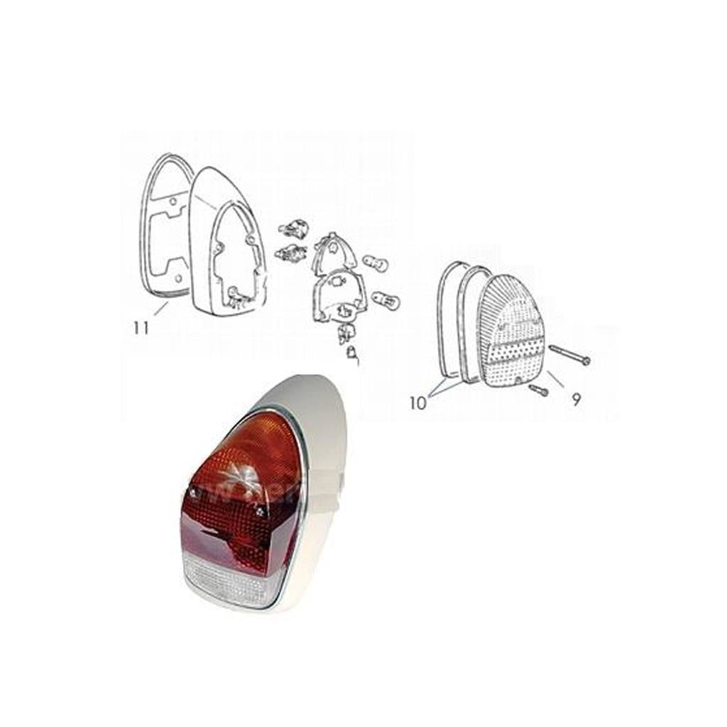 left tail light assembly yellow red for vw beetle 1300 1302 1968 1972 3 3086 d