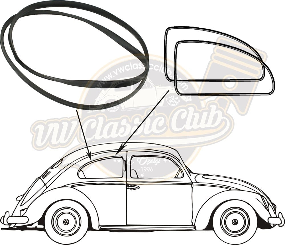 pop out rear quarter window seal for vw beetle 1100 1200 1952 1964 25 2557 q 302