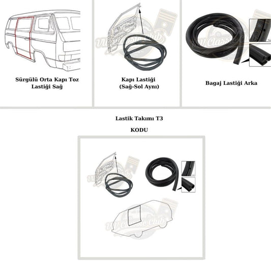 vw t3 sliding door tailgate and front door rubber seal set 1979 1992 25 3216
