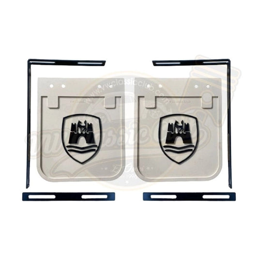 wolfsburg crest white mud flaps set for vw t1 and t2 transporter 25 3155