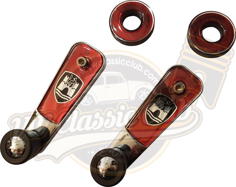 wolfsburg red window crank handles pair vw beetle t2 karmann ghia 4 4424 s 6806