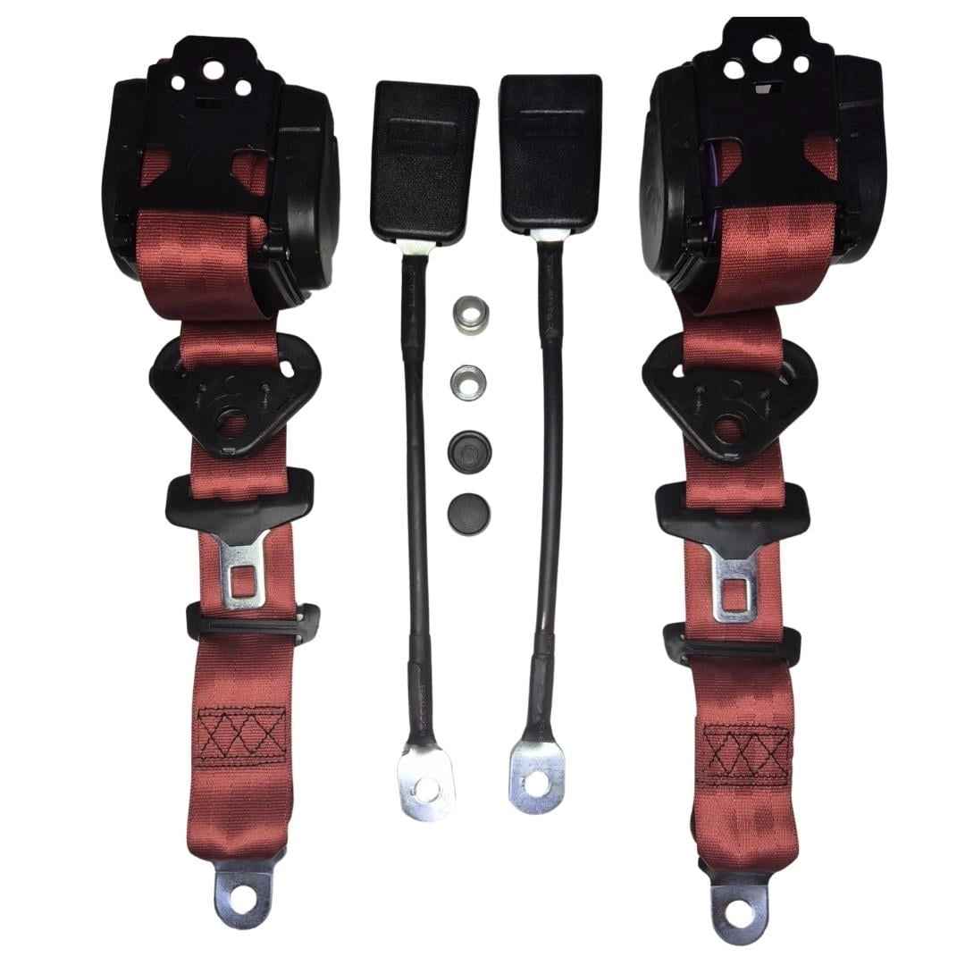 3 point automatic seat belt set burgundy for classic vw models 4 4938