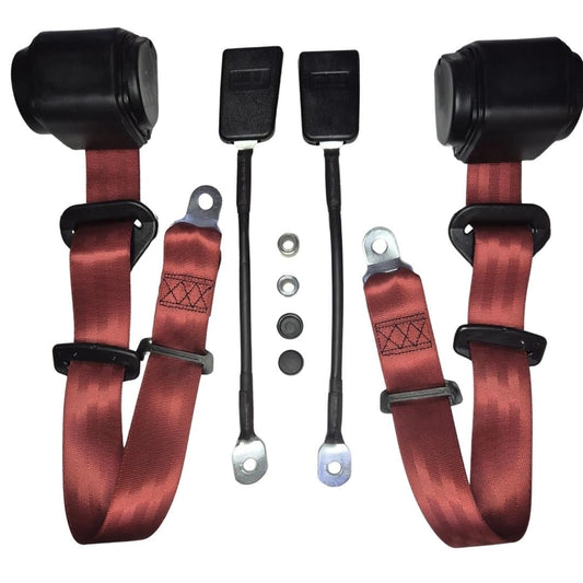 3 point automatic seat belt set burgundy for classic vw models 4 4938