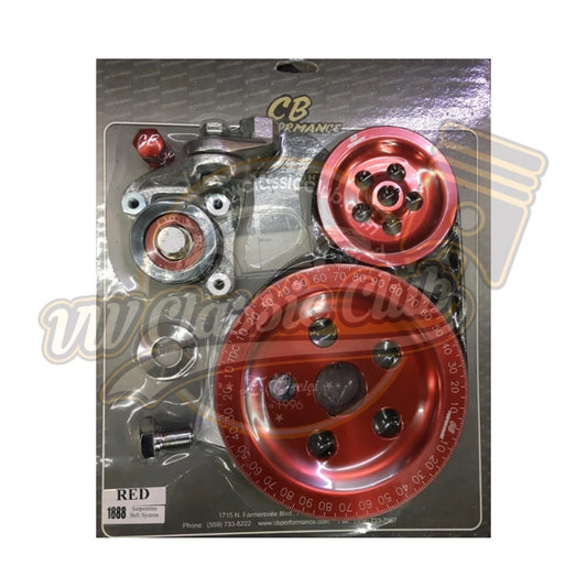 cb performance red serpentine pulley belt system for vw 1100 1200 engines 6 6649