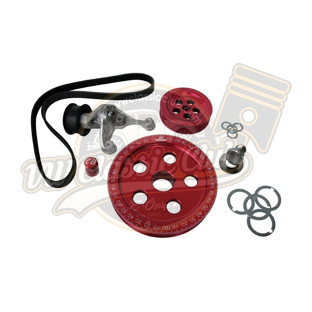 cb performance red serpentine pulley belt system for vw 1100 1200 engines 6 6649