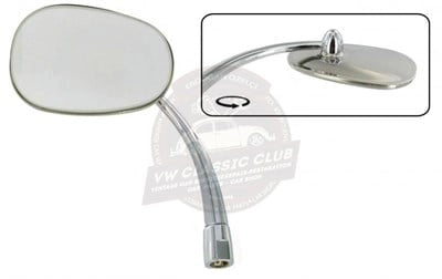 chrome oval side mirror left for vw beetle 1100 1200 1955 1967 25 2526