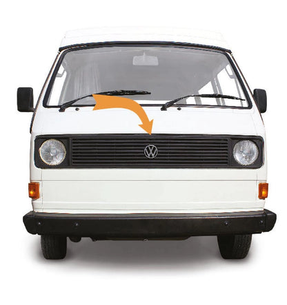 classic line t3 front grille black with emblem mount 1979 1992 25 2867
