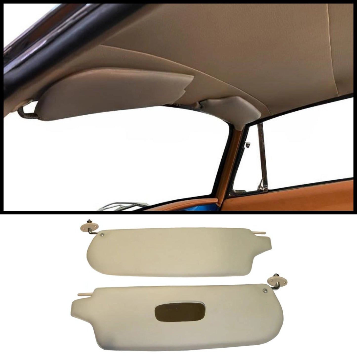 cream sun visor set for karmann ghia 1965 1974 4 4015