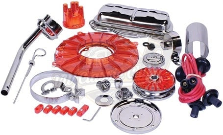 empi chrome deluxe engine dress up kit red for beetle t2 karmann ghia 6 6103