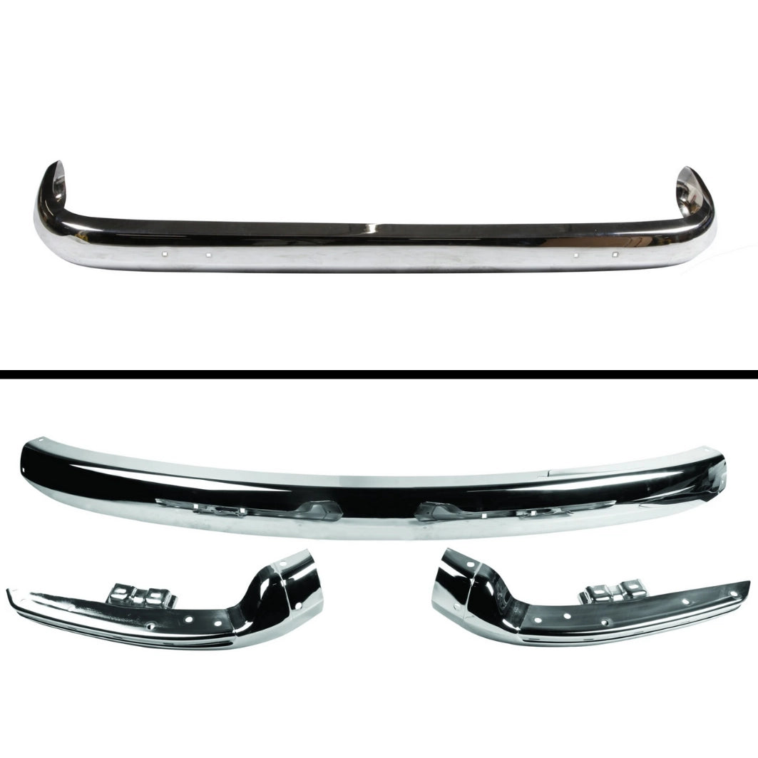 full chrome front and rear bumper set for vw t2 transporter 1967 1972 5 5182 f b