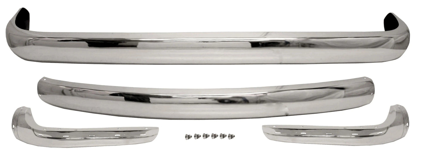 full chrome front and rear bumper set for vw t2 transporter 1967 1972 5 5182 f b