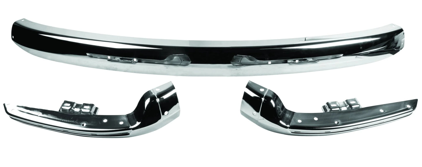 full chrome front and rear bumper set for vw t2 transporter 1967 1972 5 5182 f b