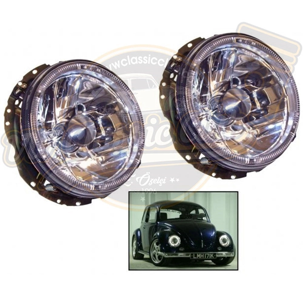 led angel eye headlight set for vw beetle t2 and karmann ghia 3 3323