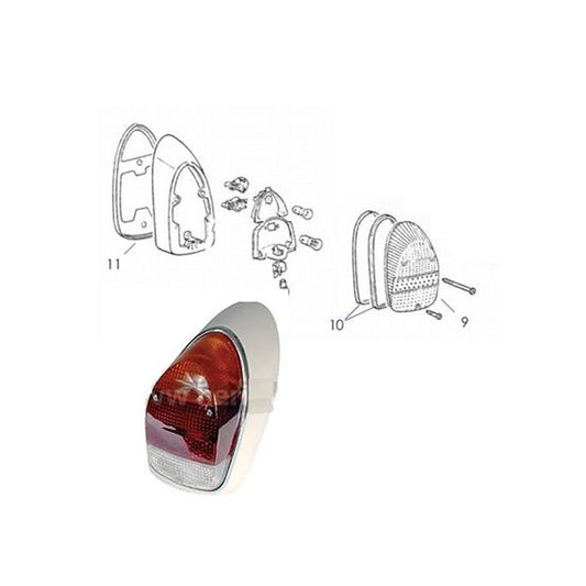 left tail light assembly yellow red for vw beetle 1300 1302 1968 1972 3 3086 d