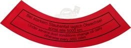 oil change reminder sticker for vw beetle t1 and t2 2 2067