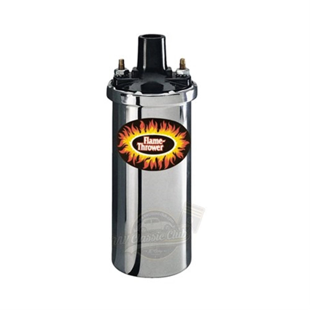 pertronix flame thrower chrome ignition coil 3 0ohm for air cooled vw 3 3448