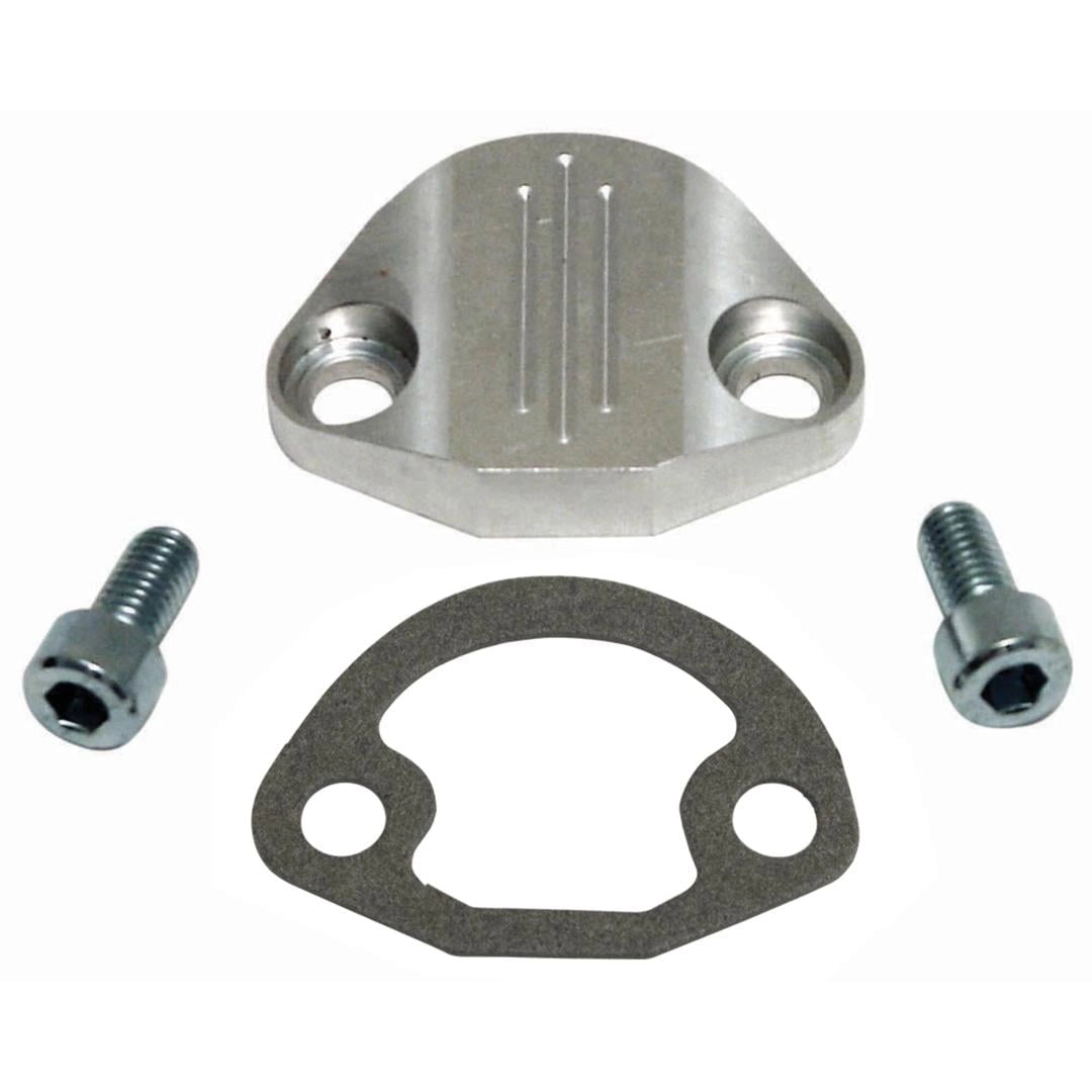 polished aluminum fuel pump block off plate for air cooled vw 6 6742