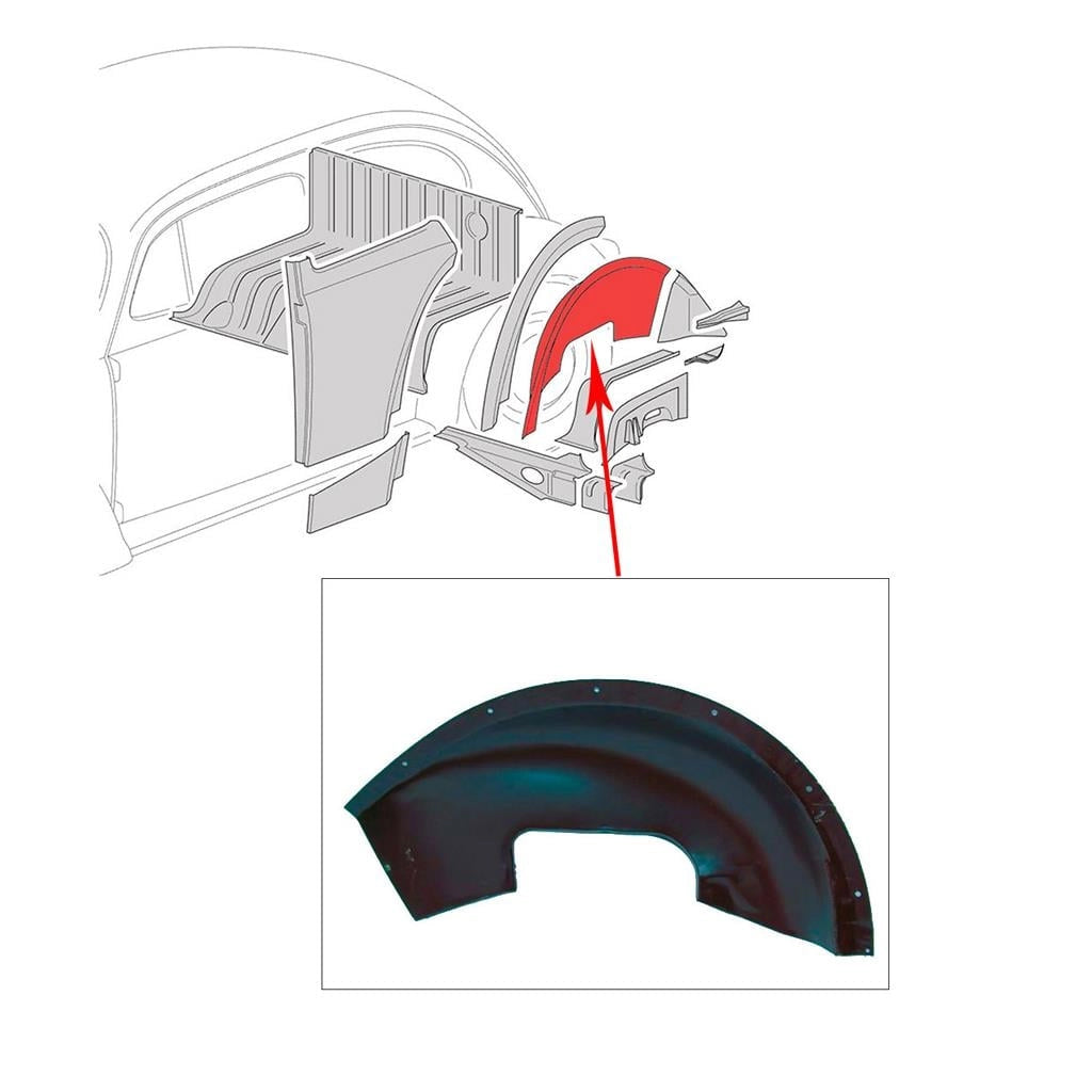 right rear fender well panel for vw beetle 1100 1303 1953 1979 5 5192