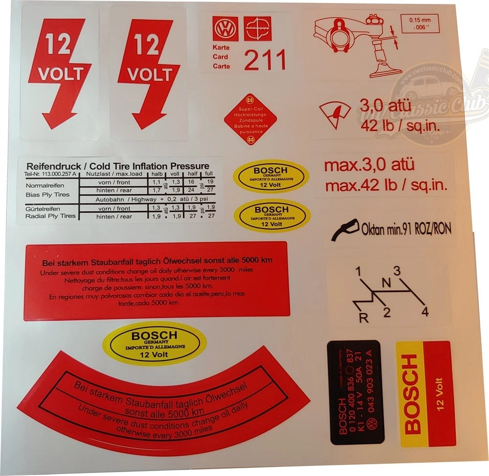 sticker set for vw beetle 1100 1303 t1 and t2 transporter 2 2129
