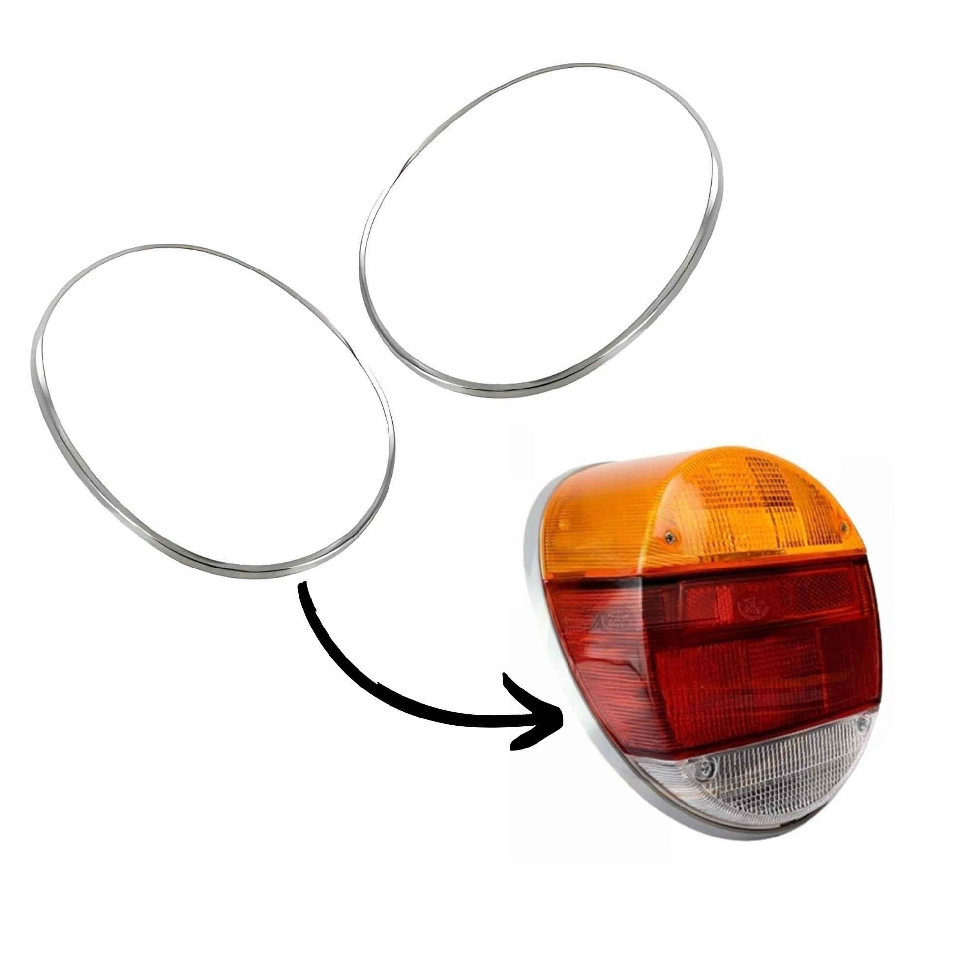 vw beetle tail light chrome trim ring 1200 1303 1972 1979 3 3328 e