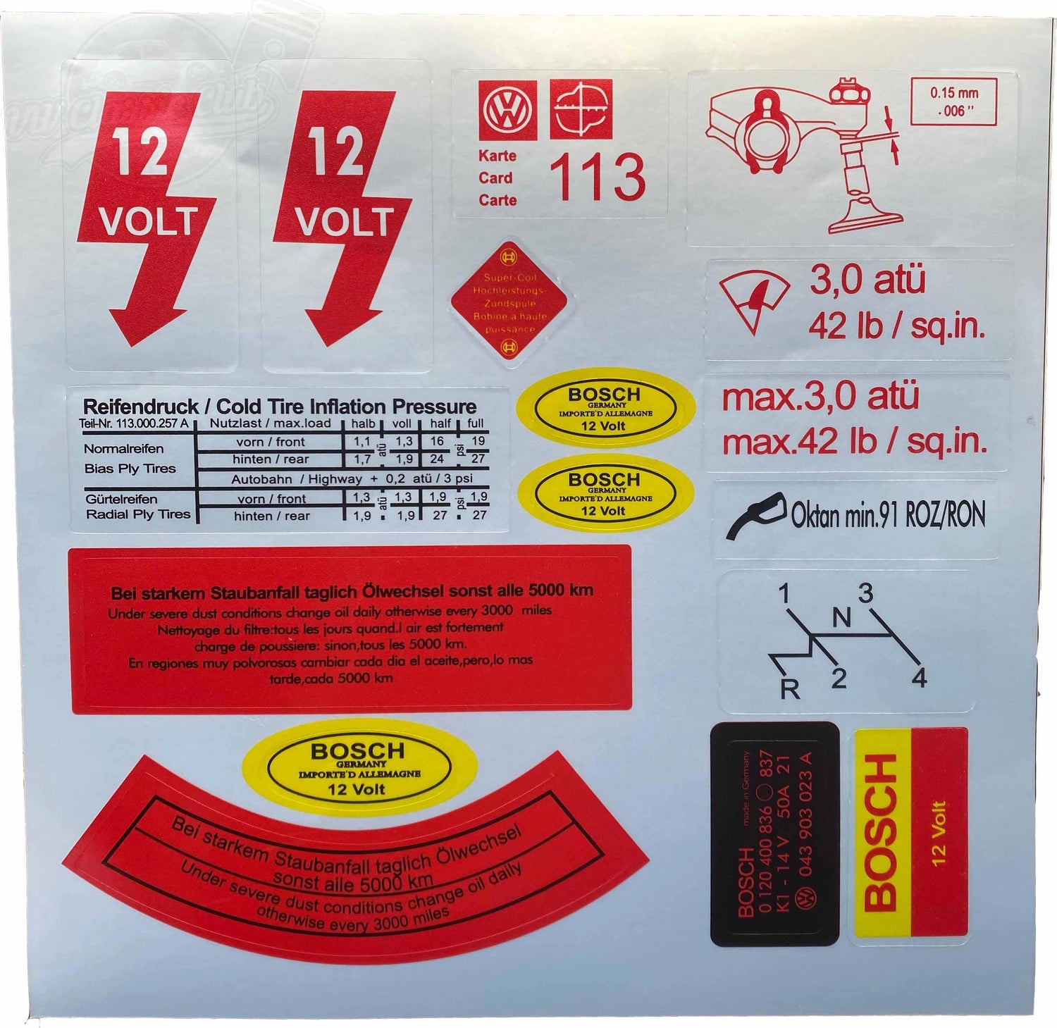vw classic club sticker decal set for beetle t1 t2 1100 1303 2 2172