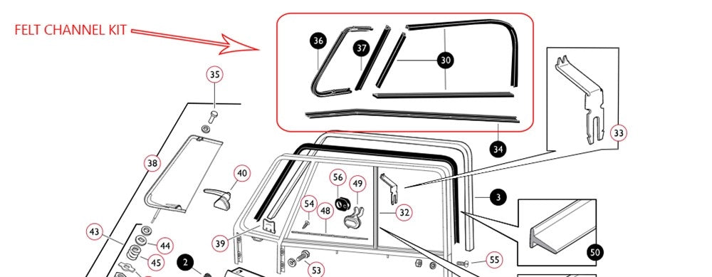 vw t1 transporter door frame window channel seal kit 6 piece set 5 5137