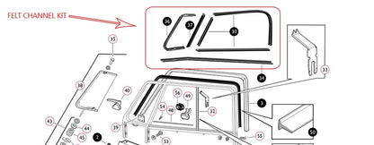 vw t1 transporter door frame window channel seal kit 6 piece set 5 5137