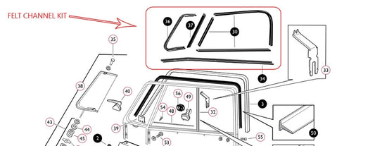 vw t1 transporter door frame window channel seal kit 6 piece set 5 5137