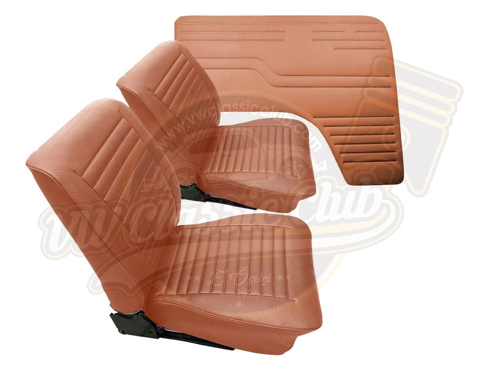 vw t2 faux leather tan seat and door panel cover set 1972 1979 4 4311