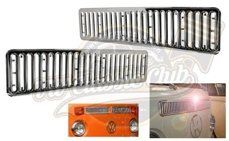 vw t2 front panel grille 2 piece aluminum 1968 1979 5 5019