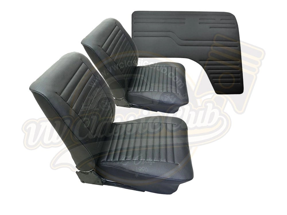 vw t2 interior seat and door panel upholstery black set 1972 1979 4 4296