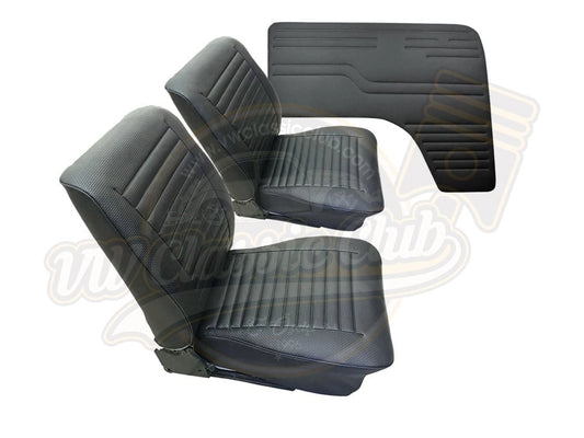 vw t2 interior seat and door panel upholstery black set 1972 1979 4 4296
