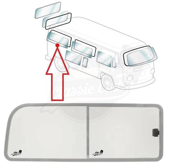vw t2 right side sliding window grey 1968 1979 25 2548