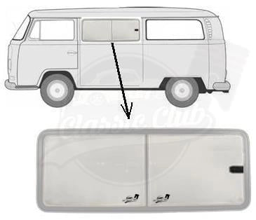 vw t2 right side sliding window grey 1968 1979 25 2552