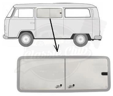 vw t2 sliding door window glass grey left 1968 1979 25 2550