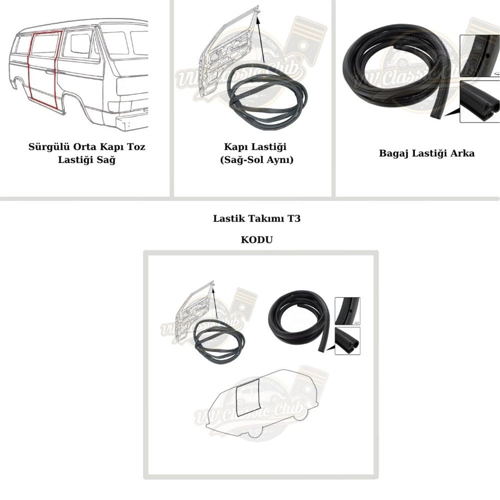 vw t3 sliding door tailgate and front door rubber seal set 1979 1992 25 3216
