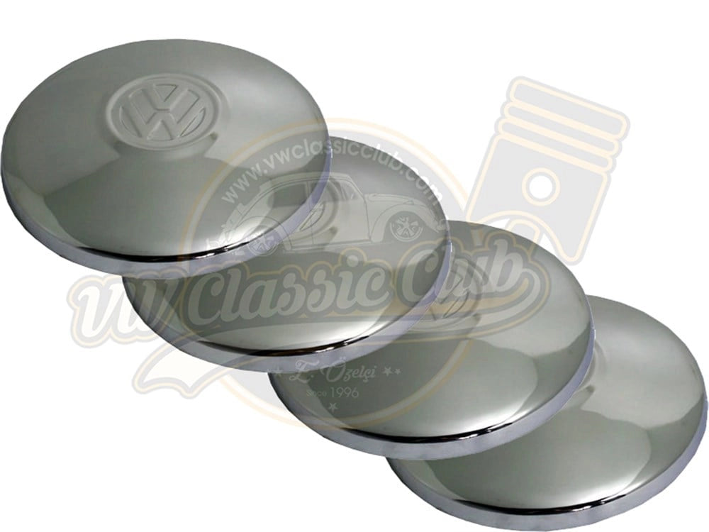 vw wheel hub cap set with crest for beetle 1300 1302 1303 and t2 1968 1979 7 700