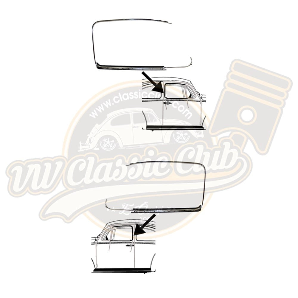window frame trim set chrome for vw beetle 1965 1979 25 3096