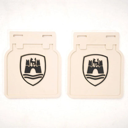 wolfsburg crest white mud flap set for classic vw beetle and karmann ghia 25 315
