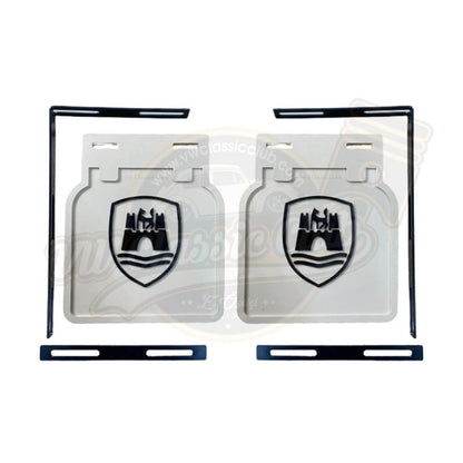 wolfsburg crest white mud flap set for classic vw beetle and karmann ghia 25 315