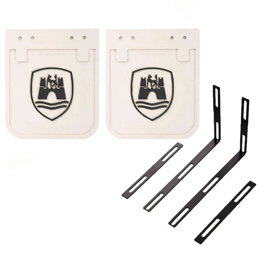 wolfsburg crest white mud flaps set for vw t1 and t2 transporter 25 3155