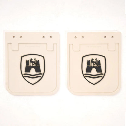 wolfsburg crest white mud flaps set for vw t1 and t2 transporter 25 3155