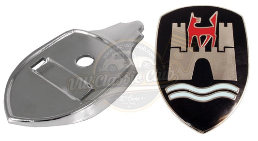 wolfsburg front hood crest emblem for vw beetle 1100 1200 1955 1967 2 2035